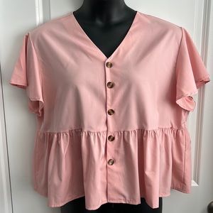 NWOT Pink Peplum Top Ladies Size 2XL